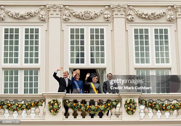 King Willem-Alexander of the Netherlands and Queen Maxima of the Netherlands with Prince Constantijn of the Netherlands and Princess Laurentien of...