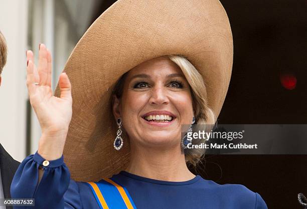 Queen Maxima of the Netherlands on the balcony of The Noordeinde Palace during Princes Day on September 20, 2016 in The Hague, Netherlands.