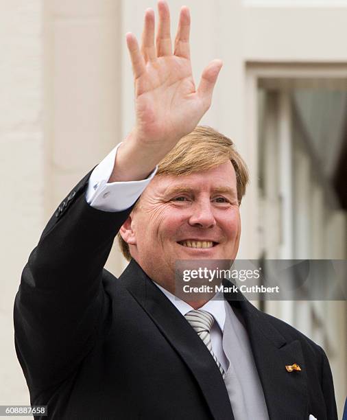 King Willem-Alexander of the Netherlands on the balcony of The Noordeinde Palace during Princes Day on September 20, 2016 in The Hague, Netherlands.