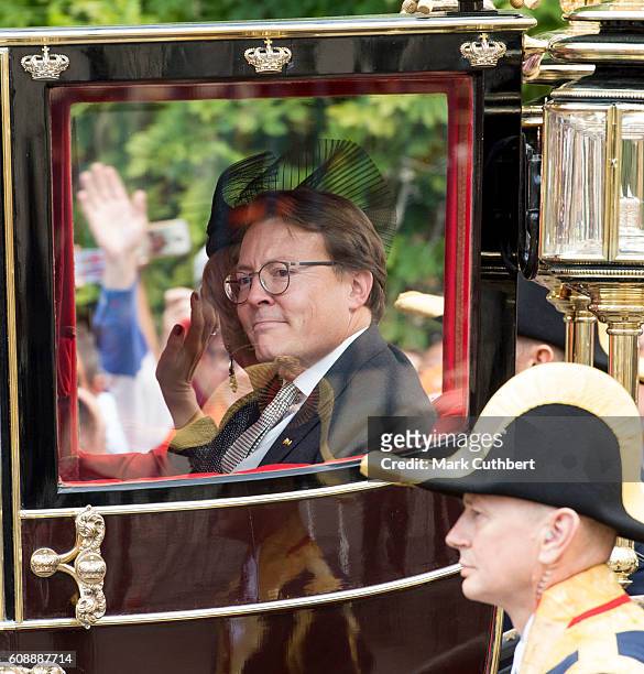 Prince Constantijn of the Netherlands in a royal carriage at The Noordeinde Palace during Princes Day on September 20, 2016 in The Hague, Netherlands.