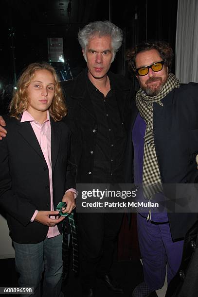 Olmo Schnabel, Jim Jarmusch and Julian Schnabel attend GUCCI and INTERVIEW MAGAZINE host premiere and after-dinner for THE DIVING BELL and the...