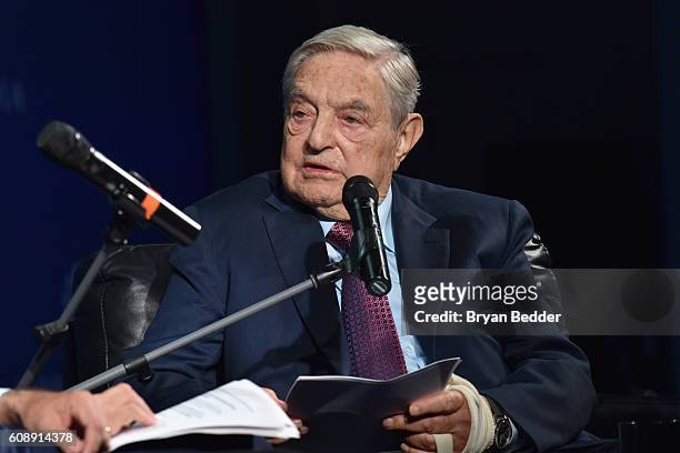 Founder and Chair, Soros Fund Management and the Open Society Foundations George Soros attends 2016 Concordia Summit - Day 2 at Grand Hyatt New York...