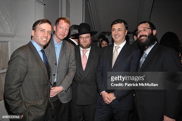 David Slager, Nathaniel Rothschild, Rabbi Joshua Metzger, Lev Leviev and ? Peles attend LEVIEV Diamond Jewelry Collection Unveiling Event at Madison...