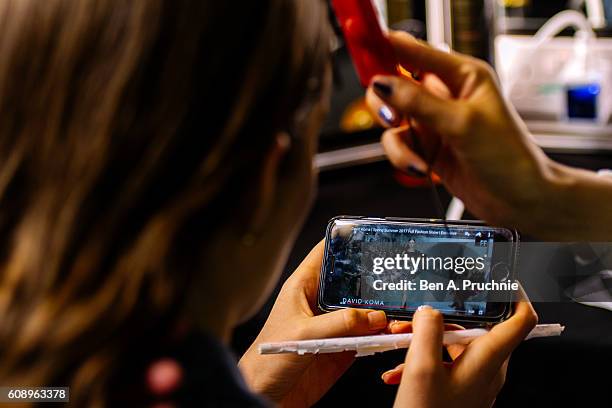 An alternative view of models preparing backstage ahead of the Roksanda catwalk show during London Fashion Week Spring/Summer collections 2017 on...