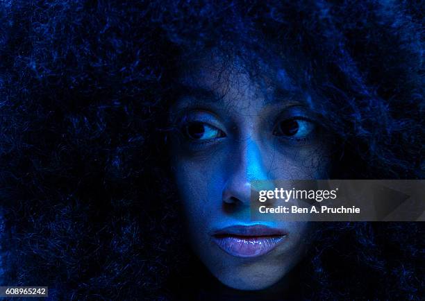 An instant view of a model at the Topshop catwalk venue during London Fashion Week Spring/Summer collections 2017 on September 17, 2016 in London,...