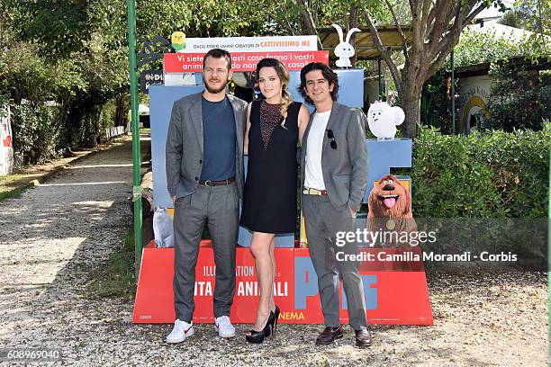 Alessandro Cattelan; Laura Chiatti; Francesco Mandelli attend 'Pets' Photocall In Rome on September 20, 2016 in Rome, Italy.
