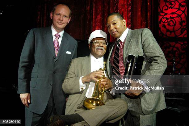 Jan-Patrick Schmitz, ? and Wynton Marsalis attend Montblanc de la Culture Awards at Angel Orensanz Foundation Center for the Arts on May 2, 2007 in...