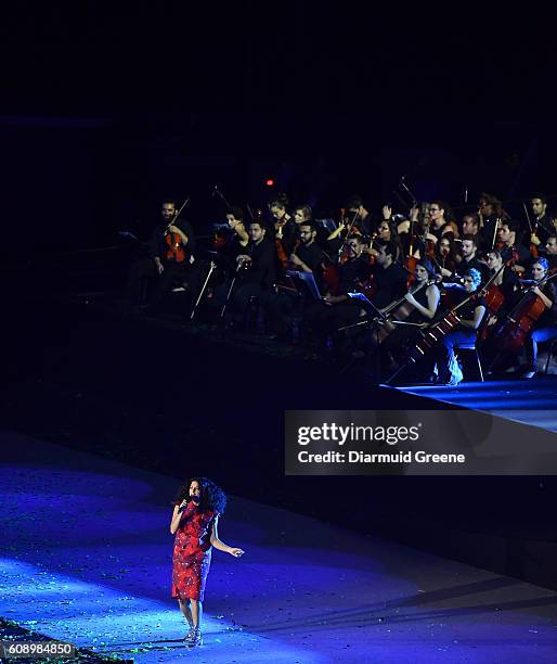 Rio , Brazil - 18 September 2016; Céu performs during the Rio 2016 Paralympic Games Closing Ceremony at the Maracana Stadium during the Rio 2016...