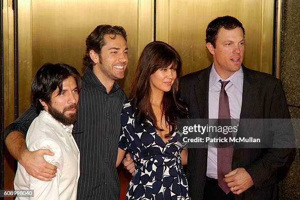 Joshua Gomez, Zachary Levi, Sarah Lancaster and Adam Baldwin attend NBC Primetime PReview 2007-2008 Red Carpet Arrivals at Radio City Music Hall on...