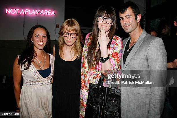 Shamim Momin, Aurel Schmidt, Kathy Grayson and Jeremy Kost attend NOT A PLAY AREA: JEREMY KOST Photography Exhibition Closing Party at Soho Grand...