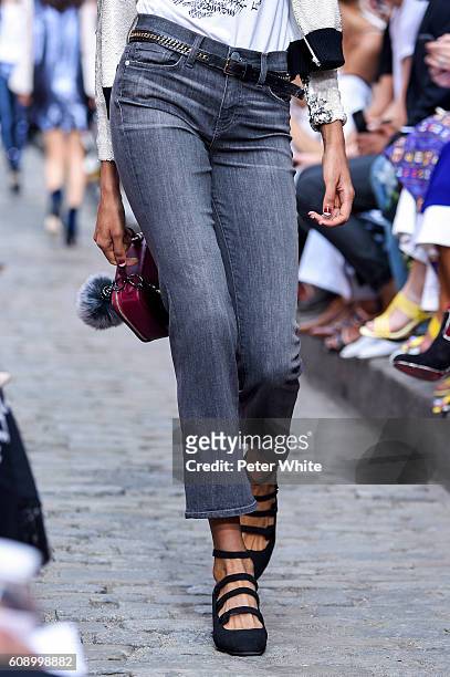 Model, fashion detail, walks the runway at the Rebecca Minkoff fashion show during New York Fashion Week at on September 10, 2016 in New York City.