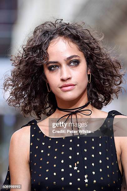 Model, beauty runway detail, walks the runway at the Rebecca Minkoff fashion show during New York Fashion Week at on September 10, 2016 in New York...