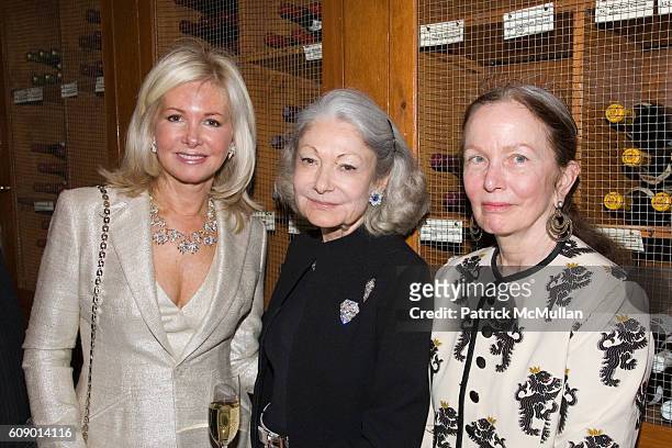 Hilary Geary Ross, Denise Hale and Brooke Hayward attend Amy Fine Collins Birthday Dinner at La Grenouille on May 1, 2007 in New York City.
