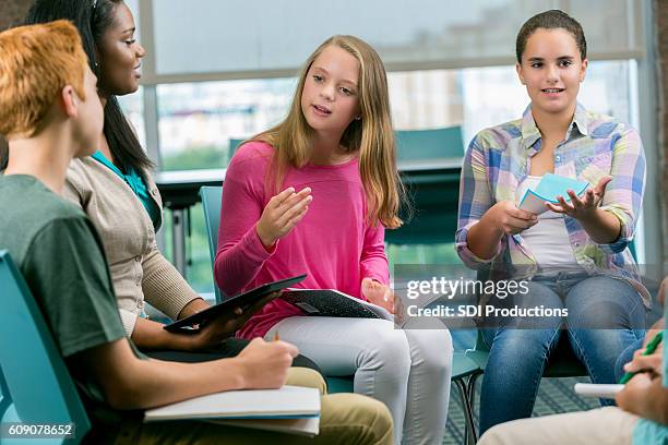 diverse students participate in group therapy - mental alertness stock pictures, royalty-free photos & images