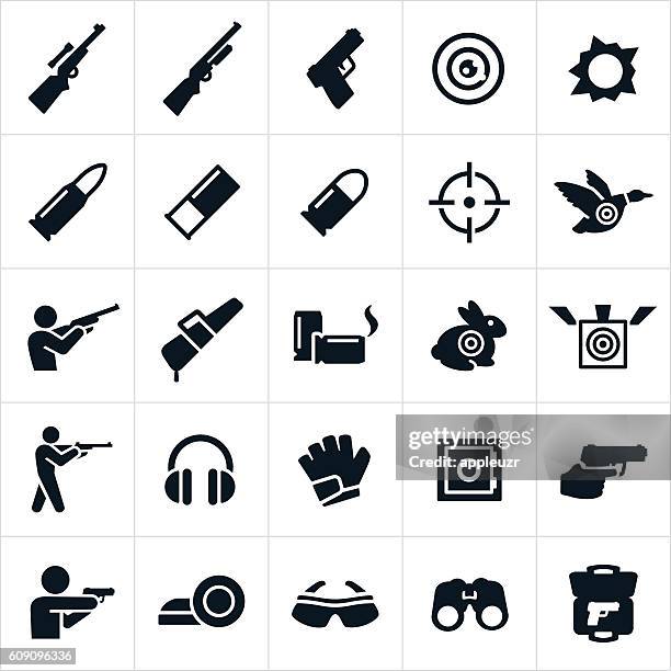 shooting and target practice icons - aiming shotgun stock illustrations