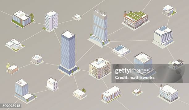 netzwerk von unternehmen illustration - smart city stock-grafiken, -clipart, -cartoons und -symbole