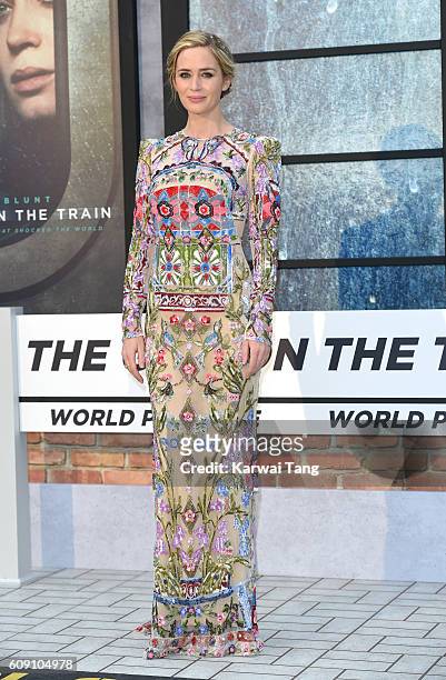 Emily Blunt attends "The Girl On The Train" World Premiere at Odeon Leicester Square on September 20, 2016 in London, England.