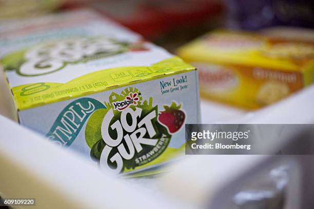 Package of General Mills Inc. Yoplait Go-Gurt brand yogurt is arranged for a photograph in Tiskilwa, Illinois, U.S., on Tuesday, Sept. 20, 2016....