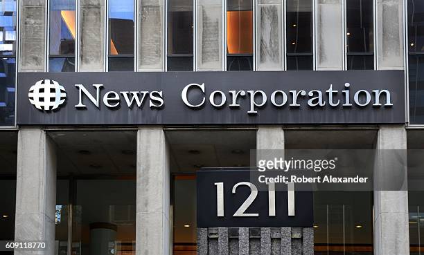 August 26, 2016: The News Corporation building on Avenue of the Americas in New York City is the headquarters for the American mass media company...