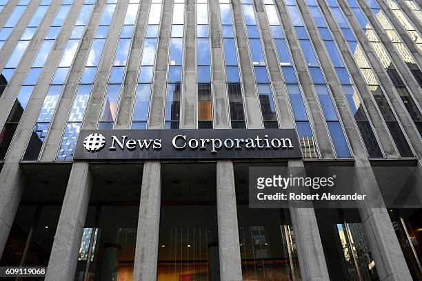 August 26, 2016: The News Corporation building on Avenue of the Americas in New York City is the headquarters for the American mass media company...