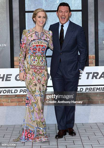 Emily Blunt and Luke Evans attend "The Girl On The Train" world premiere at Odeon Leicester Square on September 20, 2016 in London, England.