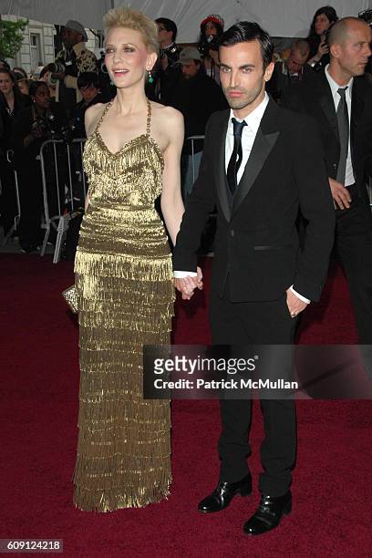 Cate Blanchett and Nicolas Ghesquiere attend The COSTUME INSTITUTE Gala in honor of "POIRET: KING OF FASHION" at The Metropolitan Museum of Art on...