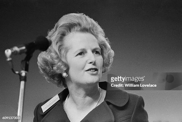 Margaret Thatcher , the Secretary of State for Education and Science, at the end of the Conservative Party Conference in Brighton, UK, 15th October...
