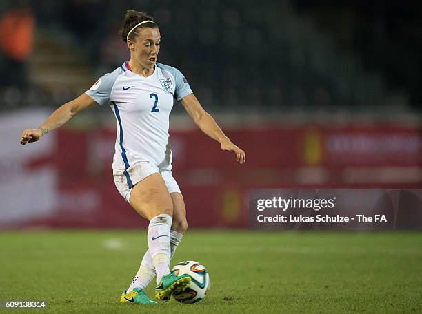 Lucia Bronze of England in action during the UEFA Women's Euro 2017 qualification match between Belgium and England at Stadion OHL on September 20,...