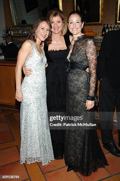 Anne Wojcicki, Arianna Huffington and Elizabeth Wiatt attend VANITY FAIR Oscar Party at Morton's on February 25, 2007 in Los Angeles, CA.