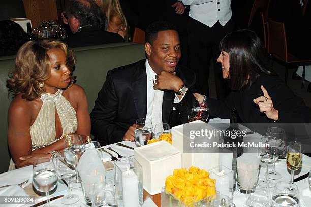 Mary J. Blige, Kendu Isaacs and Lisa Robinson attend ; VANITY FAIR Oscar Party at Morton's on February 25, 2007 in Los Angeles, CA.