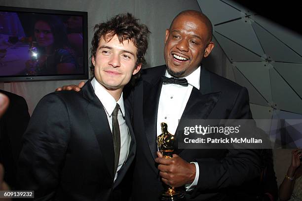 Orlando Bloom and Forest Whitaker attend ; VANITY FAIR Oscar Party at Morton's on February 25, 2007 in Los Angeles, CA.