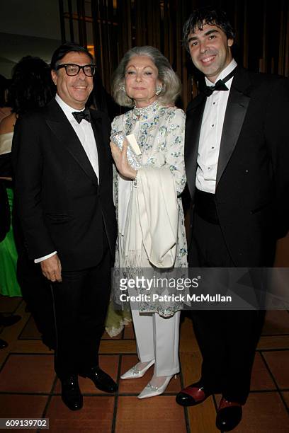 Bob Colacello, Denise Hale and Larry Page attend VANITY FAIR Oscar Party at Morton's on February 25, 2007 in Los Angeles, CA.