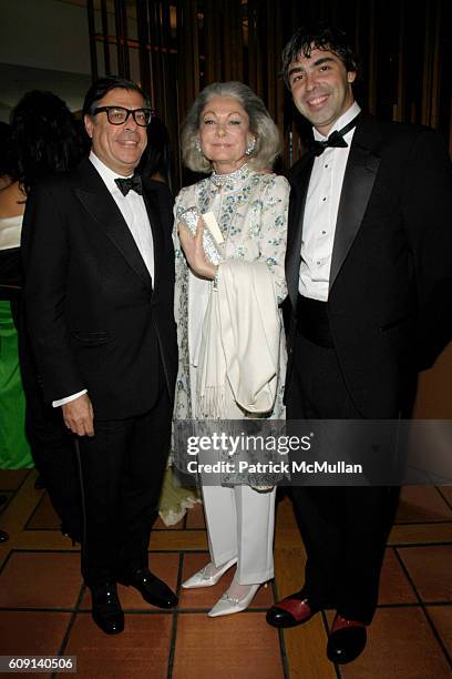 Bob Colacello, Denise Hale and Larry Page attend VANITY FAIR Oscar Party at Morton's on February 25, 2007 in Los Angeles, CA.