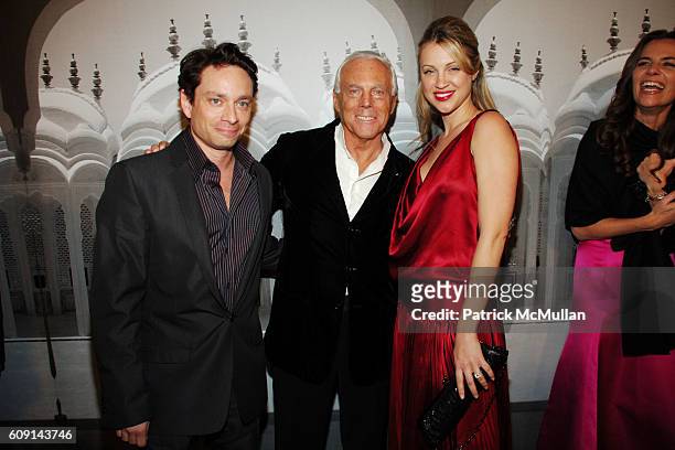 Chris Kattan, Giorgio Armani and Sunshine Deia Tutt attend GIORGIO ARMANI Prive in Los Angeles at Private Residence on February 24, 2007 in Beverly...