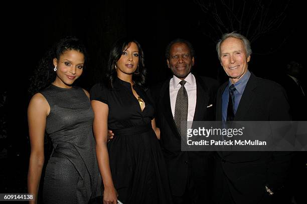 Sydney Tamiia Poitier, Anika Poitier, Sidney Poitier and Clint Eastwood attend GIORGIO ARMANI Prive in Los Angeles at Private Residence on February...