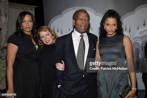 Anika Poitier, ?, Sidney Poitier and Sydney Tamiia Poitier attend GIORGIO ARMANI Prive in Los Angeles at Private Residence on February 24, 2007 in...