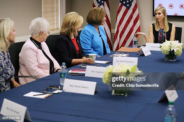 Ivanka Trump , daughter of Republican presidential nominee Donald Trump, meets with Rep. Renee Ellmers , Rep. Virginia Foxx , Rep. Marsha Blackburn ,...