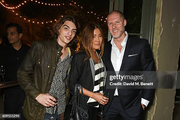 Sascha Bailey, Mimi Nishikawa and Jean David Malat attend the launch party hosted by Christopher Bailey and Jefferson Hack to celebrate the Burberry...