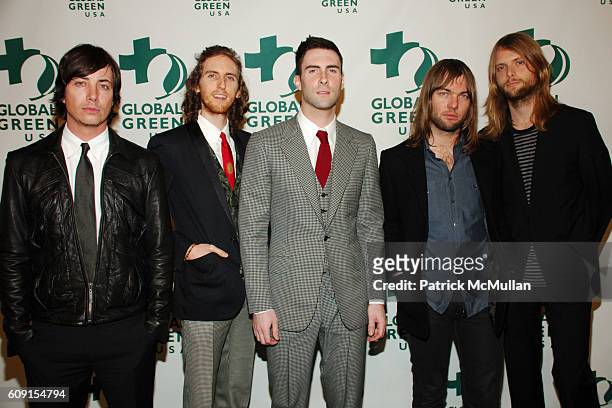 Matt Flynn, Jesse Carmichael, Adam Levine, Mickey Madden, James Valentine and of Maroon 5 attend Global Green USA 3rd Annual Pre-Ocsar Party at...