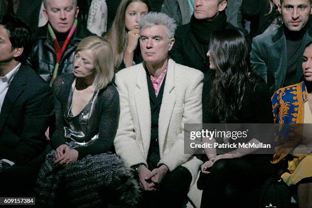 Cindy Sherman, David Byrne and Malu Byrne attend MARC JACOBS Fall 2007 Collection at The Armory on February 5, 2007 in New York City.