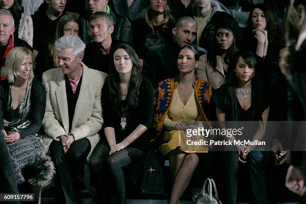 Brian Magallones, Cindy Sherman, David Byrne, Malu Byrne, ? and Zoe Kravitz attend MARC JACOBS Fall 2007 Collection at The Armory on February 5, 2007...