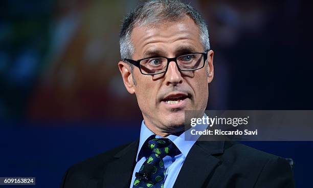 Co-Founder and President, Farm Sanctuary Gene Baur speaks at the 2016 Concordia Summit - Day 2 at Grand Hyatt New York on September 20, 2016 in New...