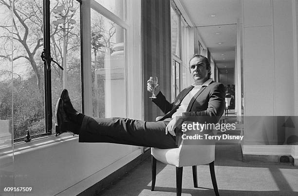 Scottish actor Sean Connery at the Savoy Hotel in London, UK, 11th April 1971.
