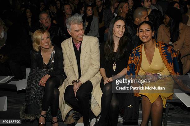 Cindy Sherman, David Byrne, Malu Byrne and ? attend MARC JACOBS Fall 2007 Collection at The Armory on February 5, 2007 in New York City.