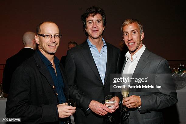 John Stryker, David Dechman and Michel Mercure attend Jeff Wall Exhibition Dinner at MoMa on February 20, 2007 in New York City.