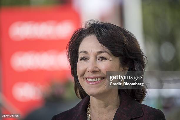 Safra Catz, co-chief executive officer of Oracle Corp., smiles during a Bloomberg Television interview at the Oracle OpenWorld 2016 conference in San...