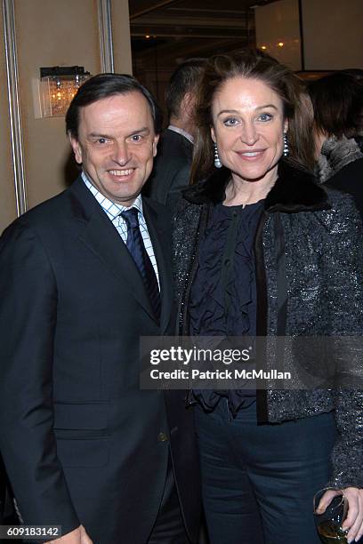 Stanislas de Quercize and Becca Cason Thrash attend Van Cleef & Arpels and Mont Blanc Host A Luncheon to Present the "Mystery Masterpiece" at The...