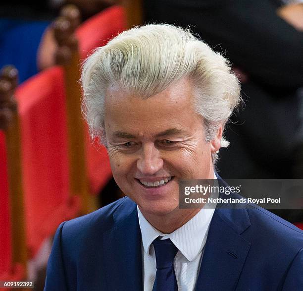 Geert Wilders attends the opening of the parliamentary year at the Hall of Knights on September 20, 2016 in The Hague, The Netherlands.