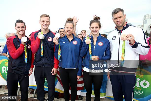 Olympians David Boudia, Steele Johnson, Kathleen Baker, Katie Meili and David Plummer appear on NBC's "TODAY" show at the Rio Olympics on Monday,...