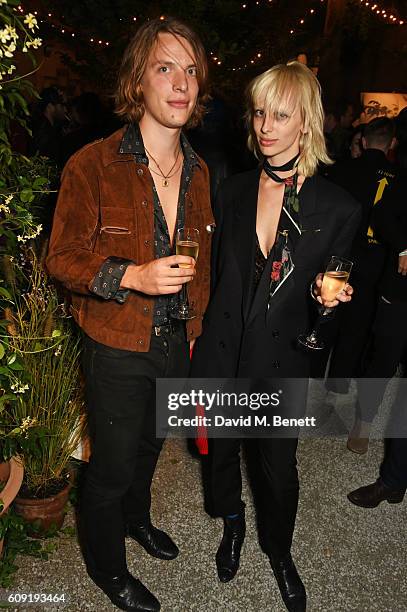 Oliver Burslem and Lili Sumner attend the launch party hosted by Christopher Bailey and Jefferson Hack to celebrate the Burberry and Dazed cover...